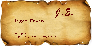 Jeges Ervin névjegykártya