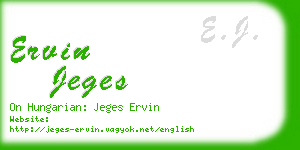 ervin jeges business card